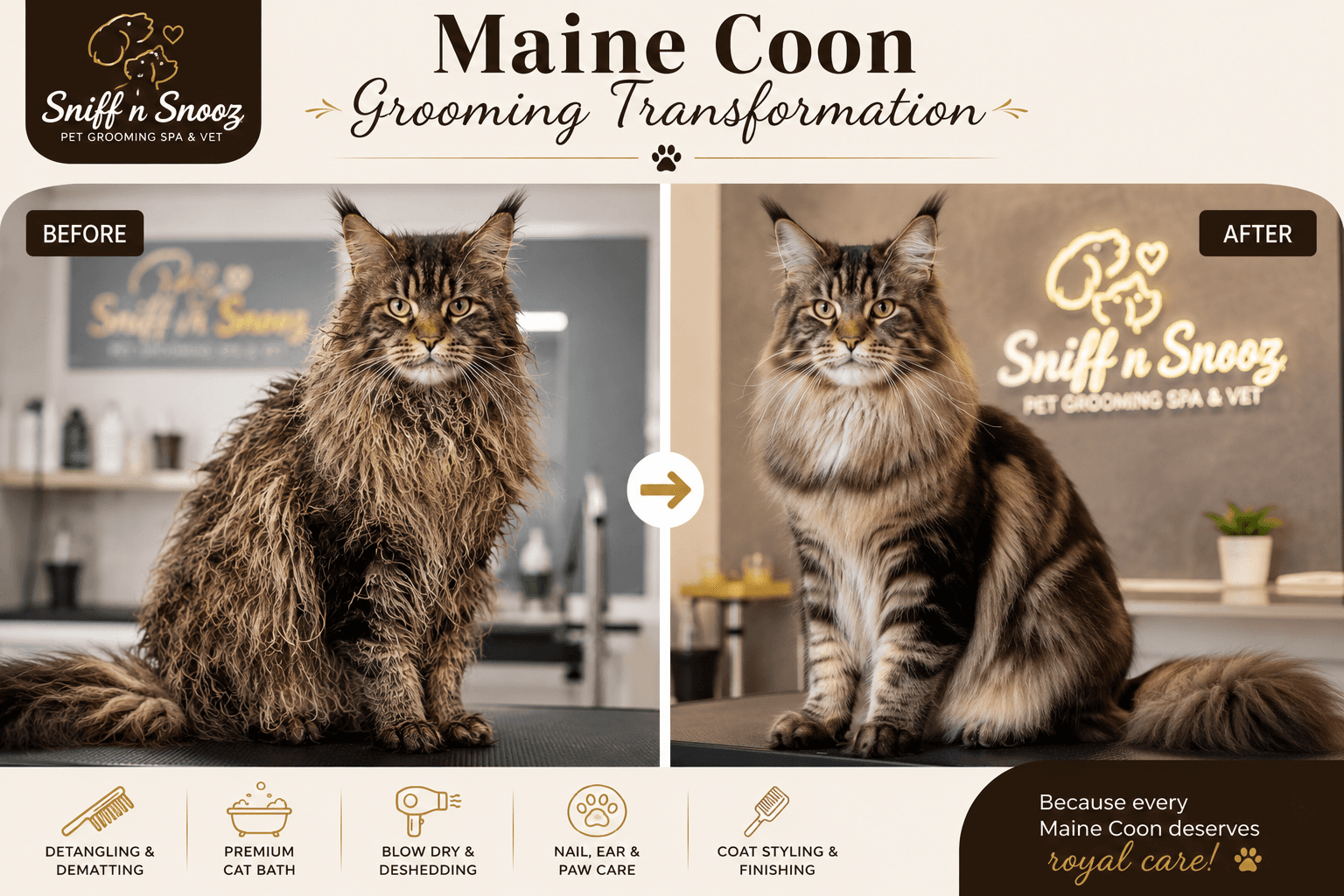 Maine Coon Grooming Transformation