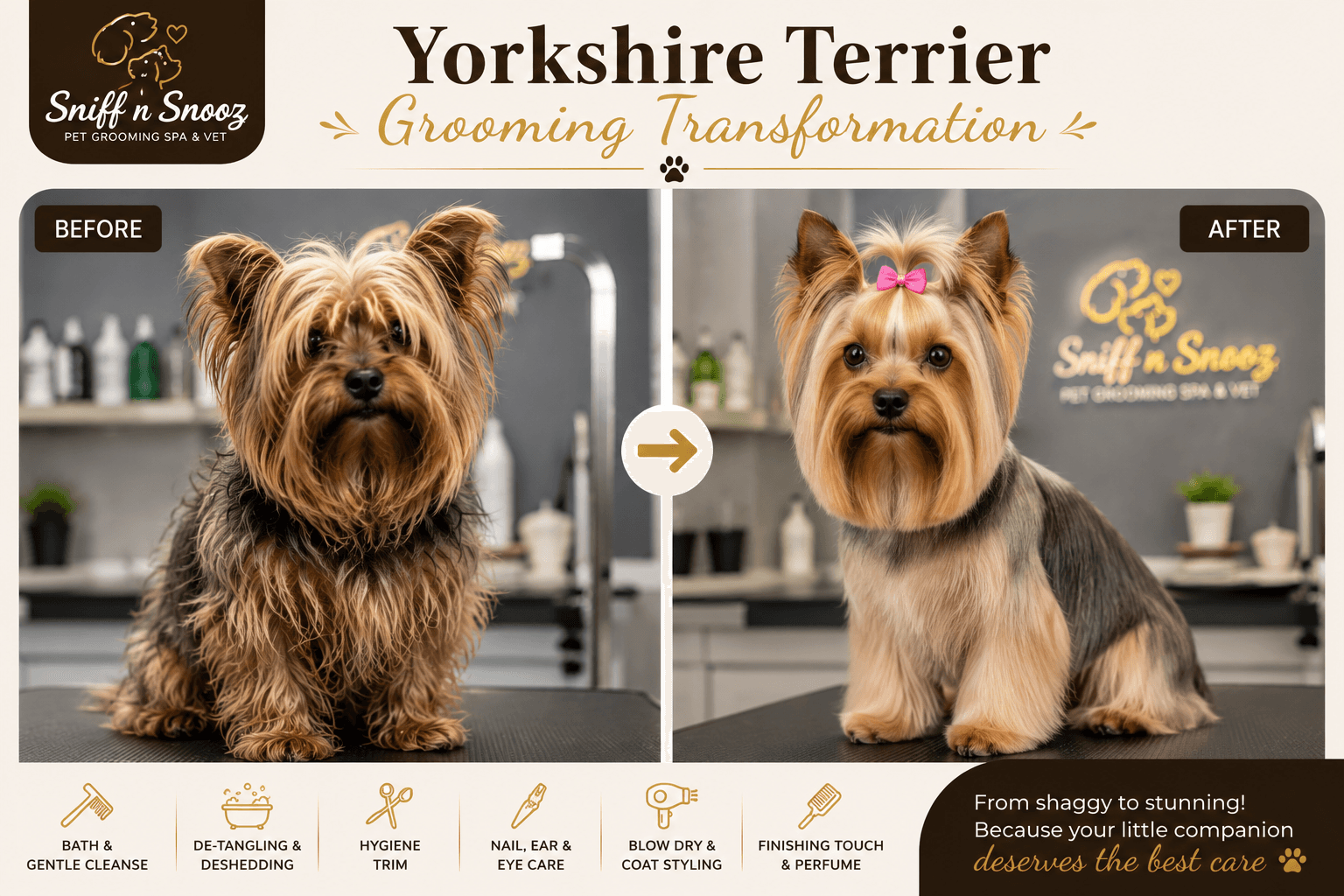 Yorkshire Terrier Grooming Transformation
