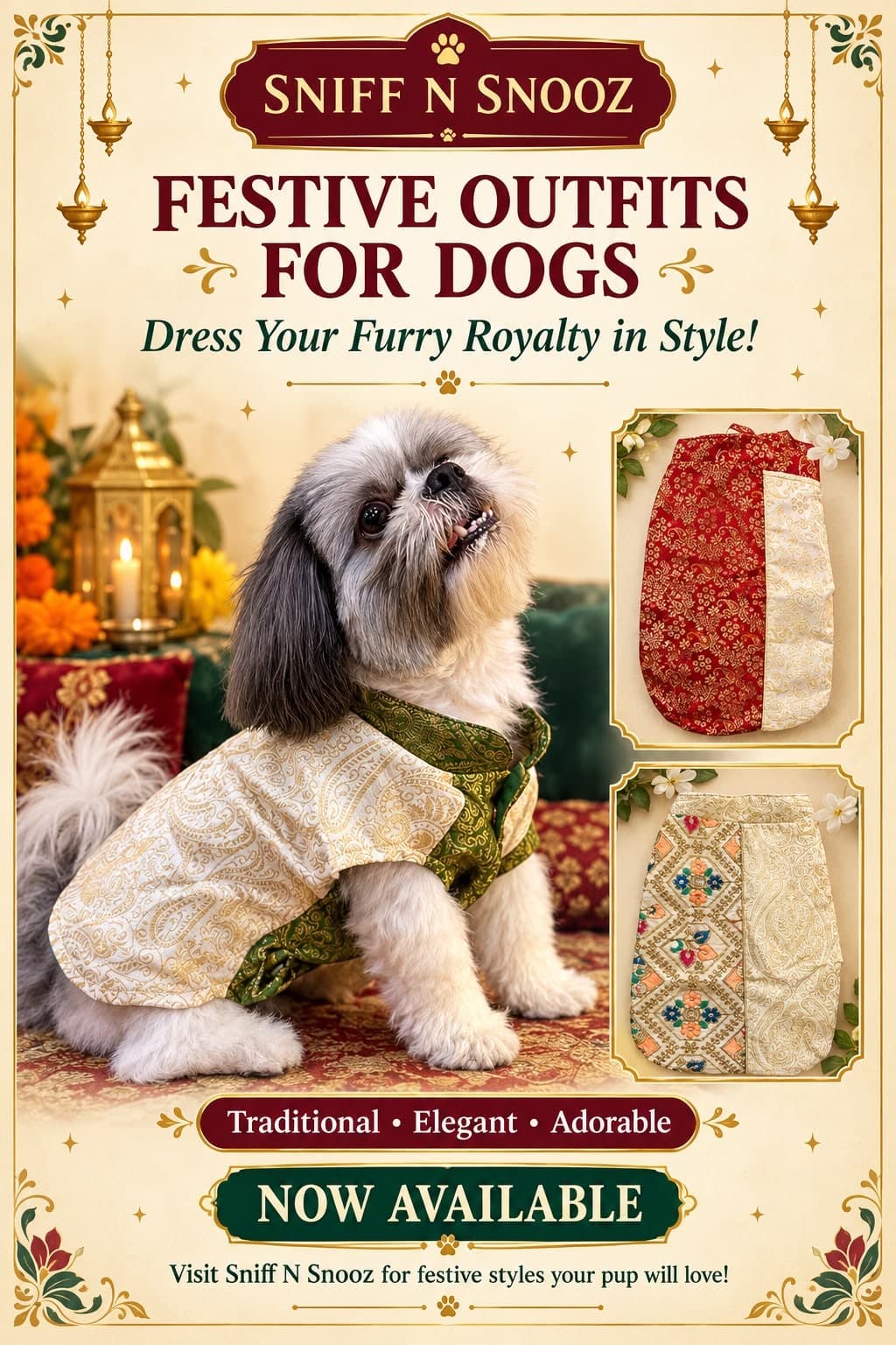 Festive Outfits for Dogs – Sniff N Snooz Dress Your Furry Royalty in Style!