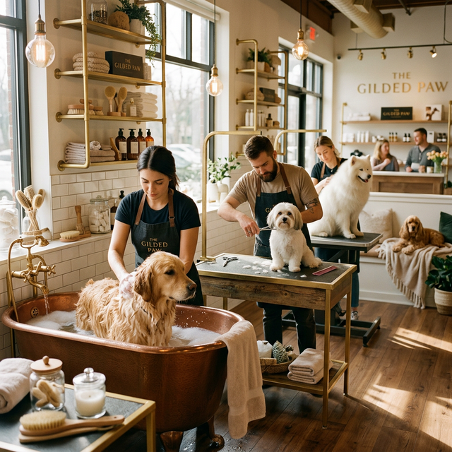 Luxury pet grooming session